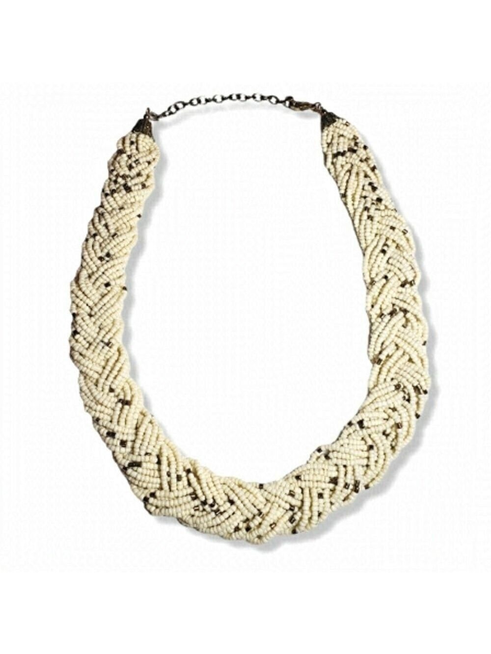 Vintage Glass Seed Bead Braided Necklace